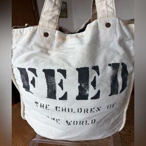FEED #1 bag, reversible, burlap, and cotton design tote